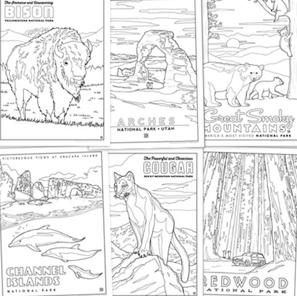 national parks coloring book