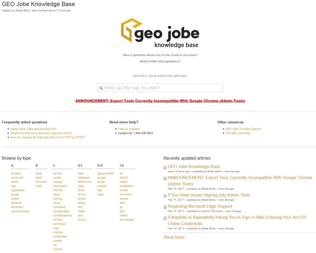 Announcing the GEO Jobe Knowledge Base