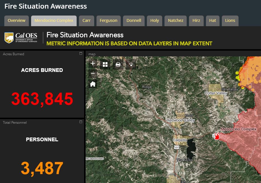 Dashboards Provide Real Time Situational Awareness About Raging Wildfires Geo Jobe