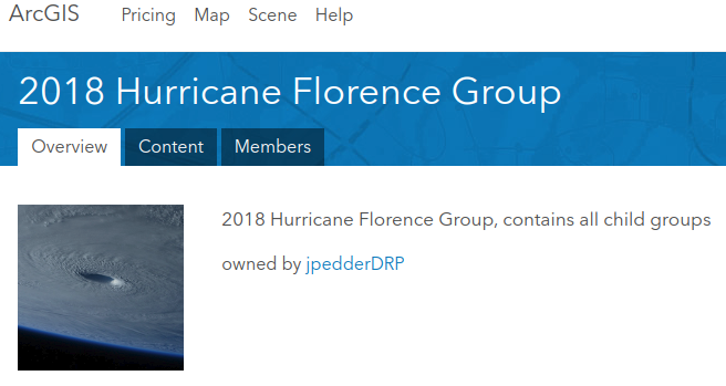 arcgis online - hurricane Florence Group