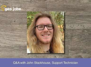 John Stackhouse headshot against wood grain with banner reading Q&A with John Stackhouse, Support Technician