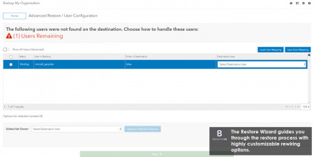 Restore wizard for an easy restoration workflow